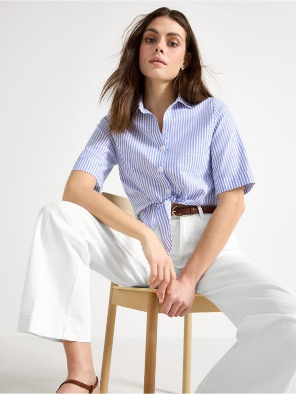 Blouse with knot waist - 3005775-7343