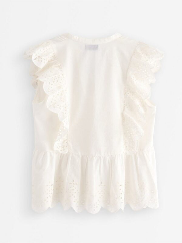 Sleeveless blouse with flounce - 3006145-300