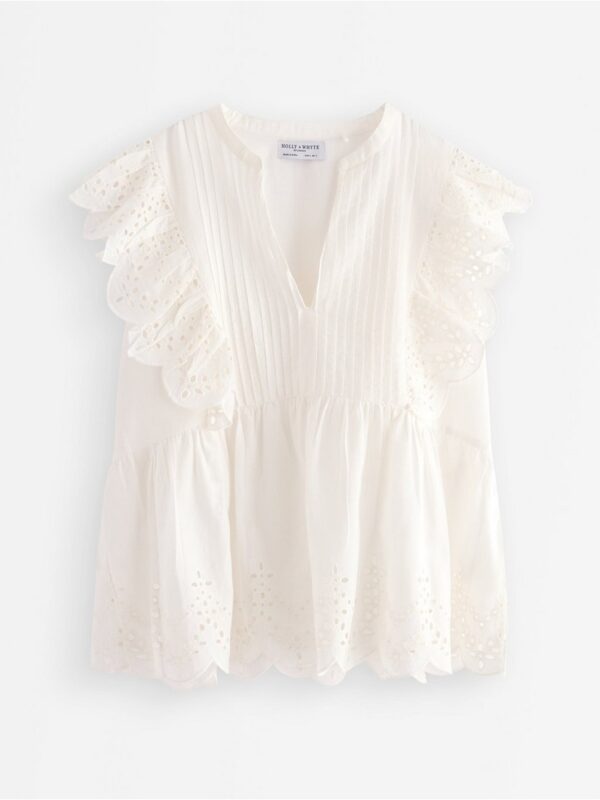 Sleeveless blouse with flounce - 3006145-300