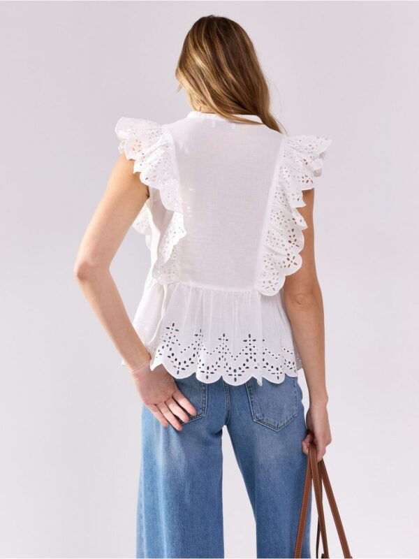 Sleeveless blouse with flounce - 3006145-300