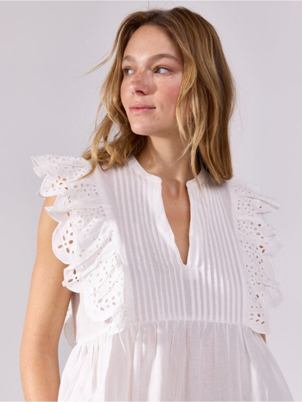 Sleeveless blouse with flounce - 3006145-300