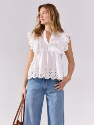 Sleeveless blouse with flounce - 3006145-300