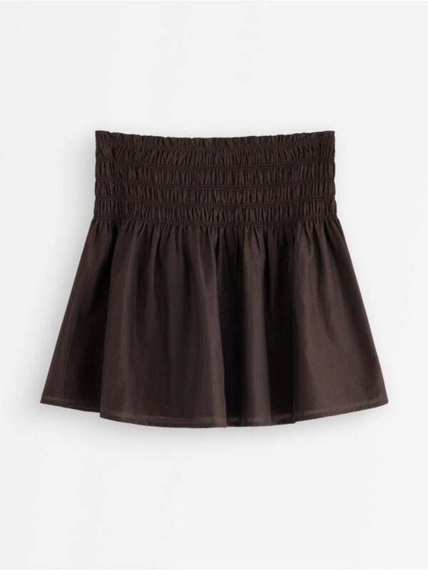 Mini skirt with smocked waist - 3006292-7025