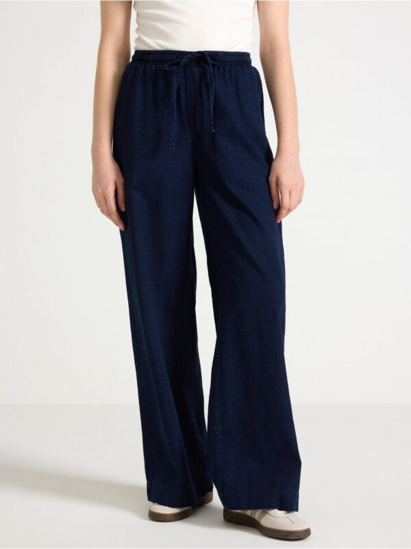 Denim trousers with drawstring - 3006375-3461