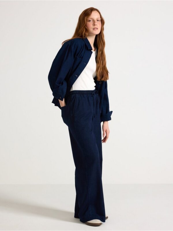 Denim trousers with drawstring - 3006375-3461