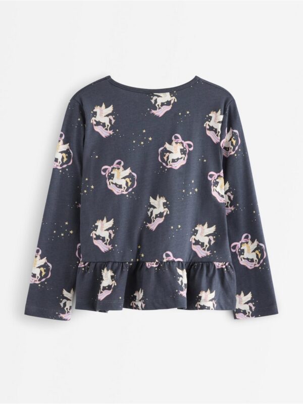 Long-sleeved top with flounce edge - 3008194-2498