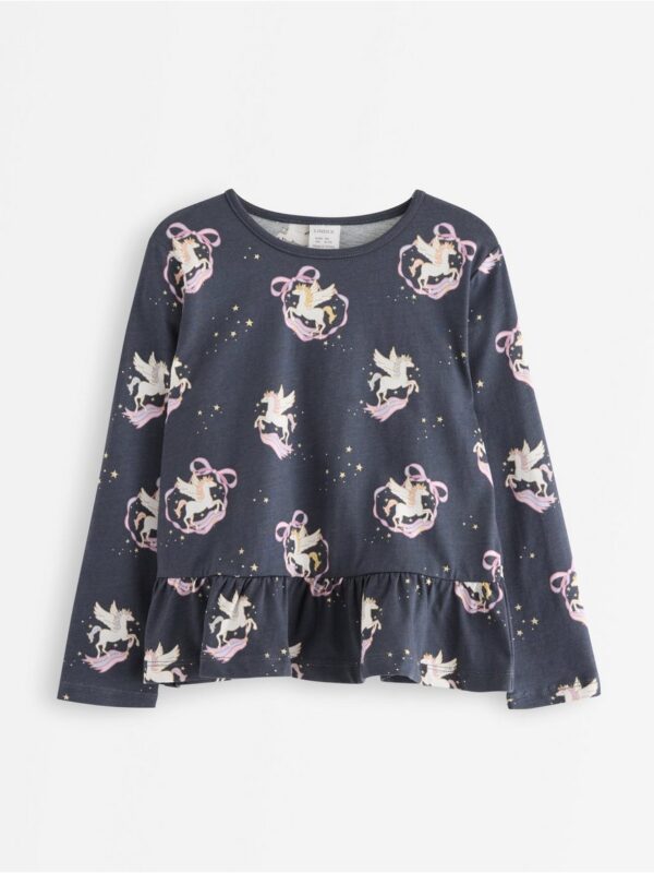 Long-sleeved top with flounce edge - 3008194-2498