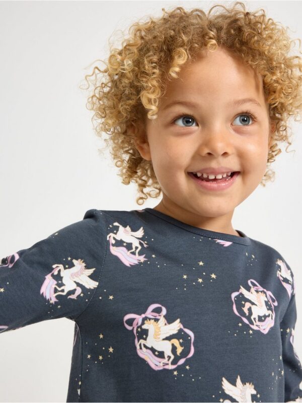 Long-sleeved top with flounce edge - 3008194-2498