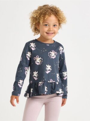 Long-sleeved top with flounce edge - 3008194-2498