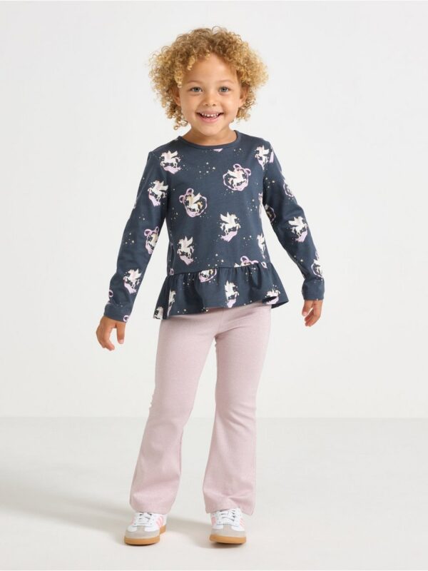 Long-sleeved top with flounce edge - 3008194-2498