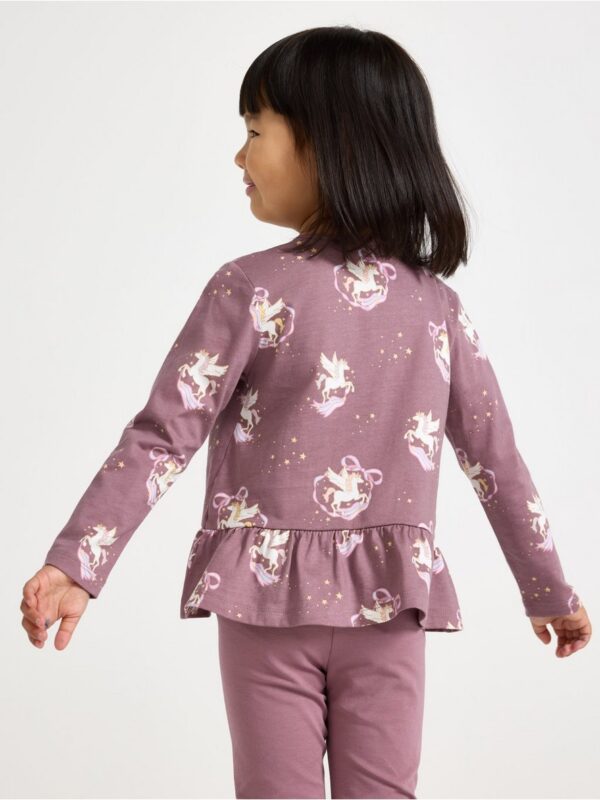 Long-sleeved top with flounce edge - 3008194-9438