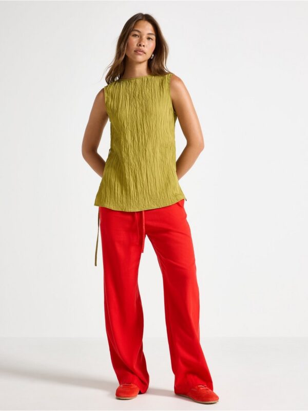 Crinkled sleeveless blouse - 3008226-2118