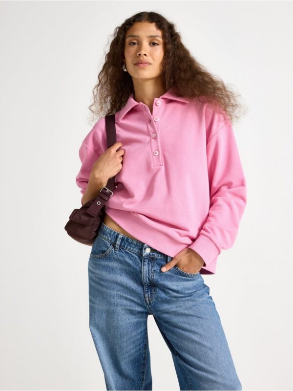 Oversized sweatshirt with collar - 3008432-7362