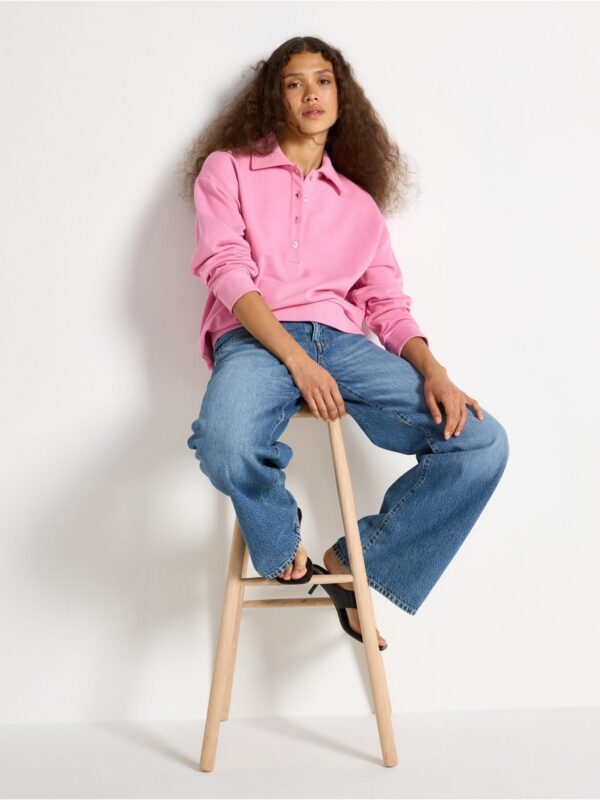 Oversized sweatshirt with collar - 3008432-7362