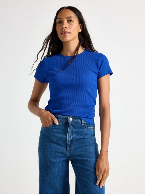 Ribbed short-sleeved top - 3004388-6838