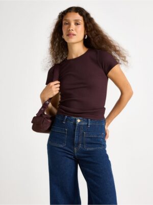 Ribbed short-sleeved top - 3004388-8704