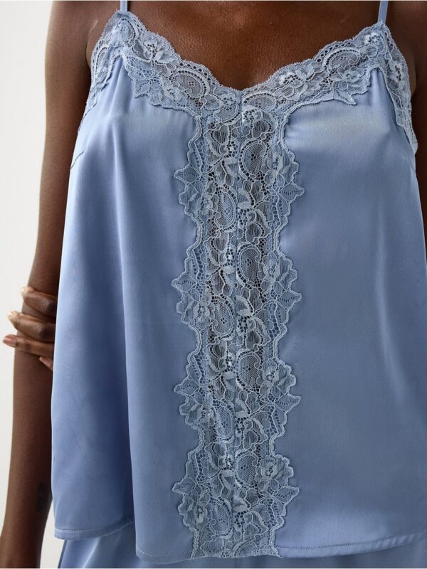 Camisole in satin  with lace details - 8622885-4595