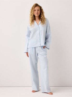 Pyjama trousers in seersucker  with longer leg - 3003676-7859