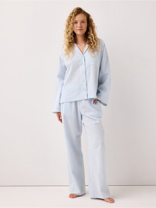 Pyjama trousers in seersucker  with longer leg - 3003676-7859