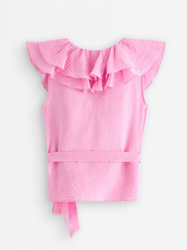 Sleeveless blouse with flounces - 3008288-8628