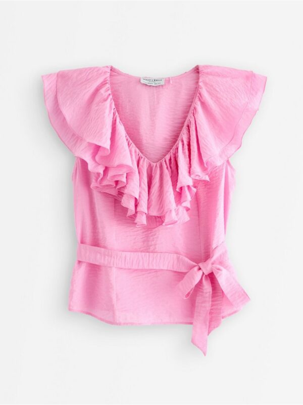 Sleeveless blouse with flounces - 3008288-8628