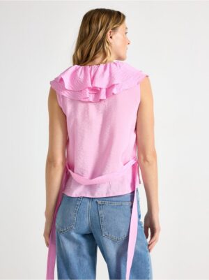 Sleeveless blouse with flounces - 3008288-8628