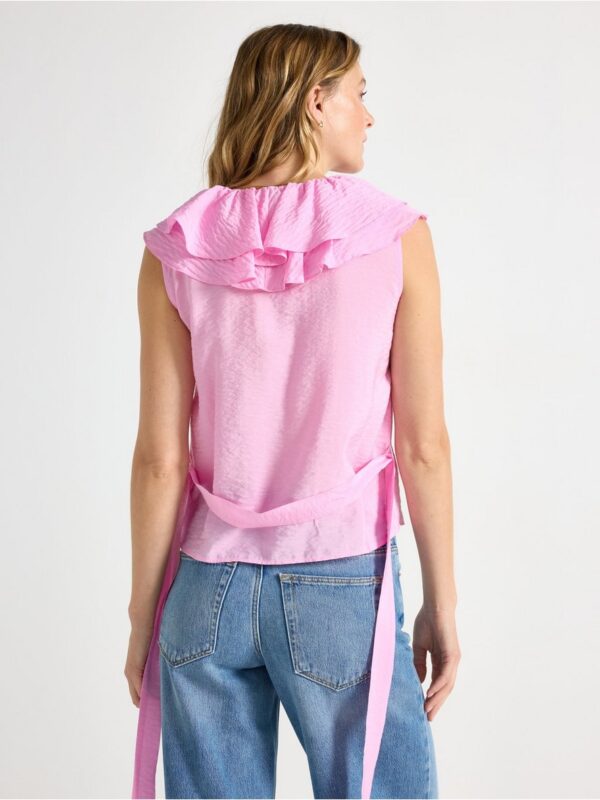 Sleeveless blouse with flounces - 3008288-8628