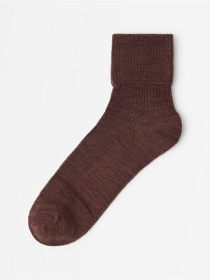 Ribbed merino wool socks - 8436103-1422