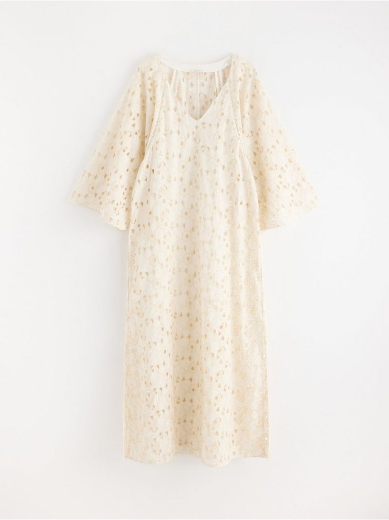 Maxi dress with broderie anglaise - 3003575-7862