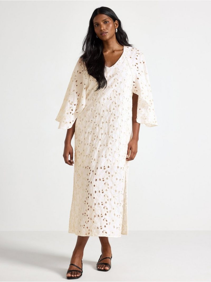 - Maxi dress with broderie anglaise Maxi dress with broderie anglaise - 3003575-7862
