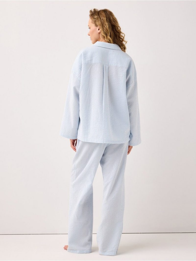 Pyjama trousers in seersucker with longer leg - 3003676-7859