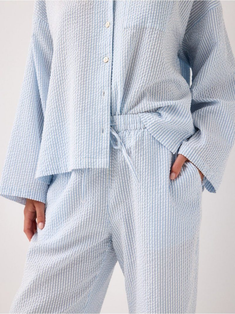 Pyjama trousers in seersucker with longer leg - 3003676-7859