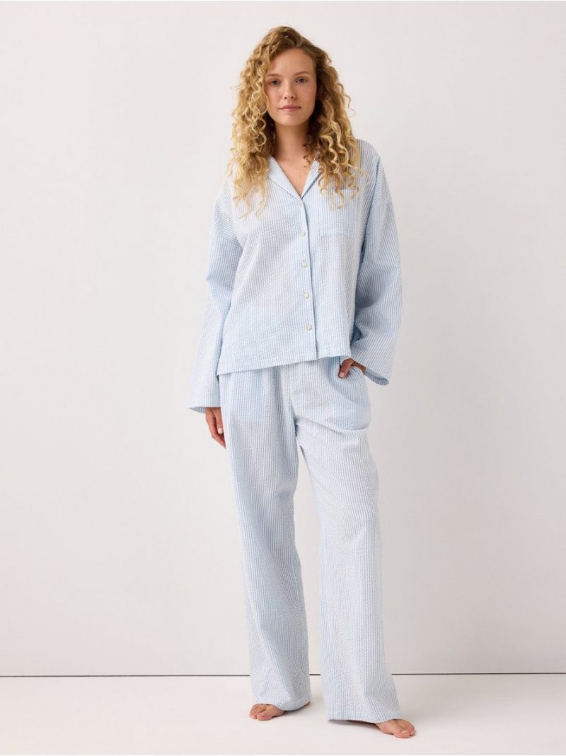 - Pyjama trousers in seersucker with longer leg Pyjama trousers in seersucker with longer leg - 3003676-7859