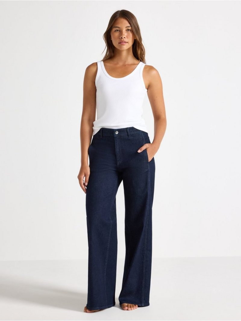 WIDE trousers in denim with stretch - 3004166-822