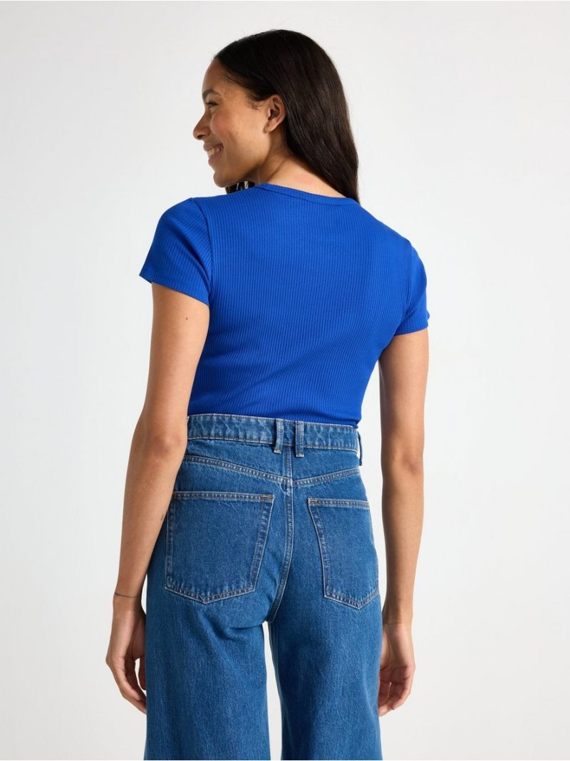 Ribbed short-sleeved top - 3004388-6838
