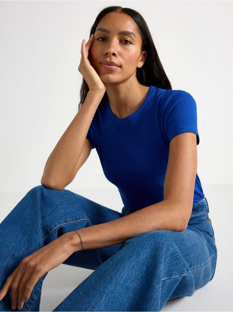 Ribbed short-sleeved top - 3004388-6838