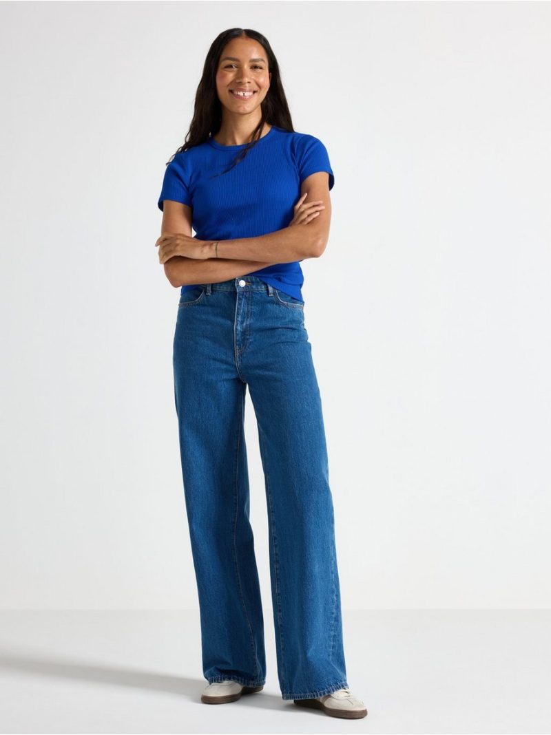 Ribbed short-sleeved top - 3004388-6838