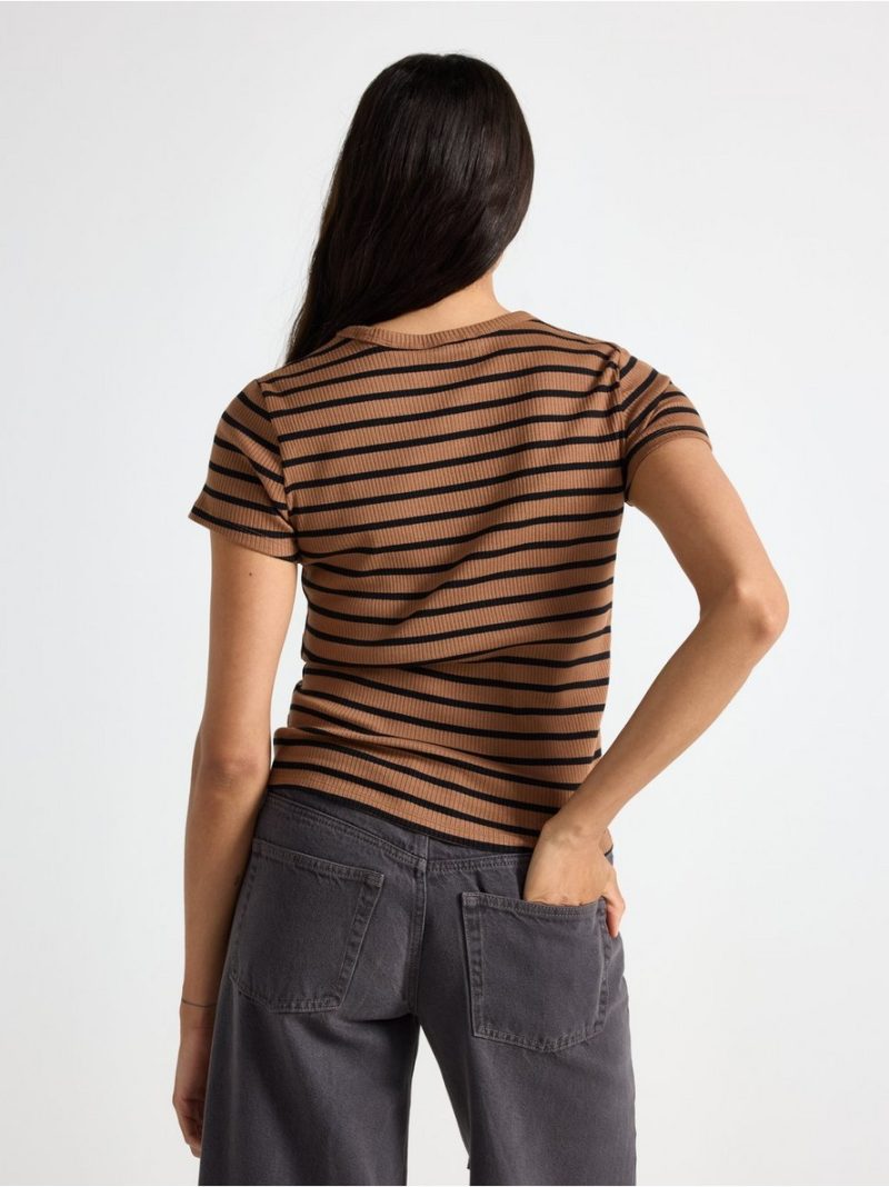 Majica - Ribbed short-sleeved top - 3004388-7702