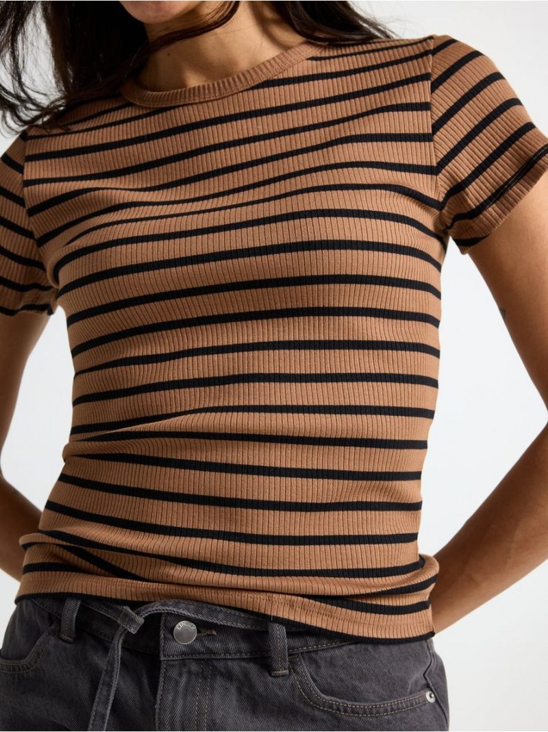 Majica - Ribbed short-sleeved top - 3004388-7702