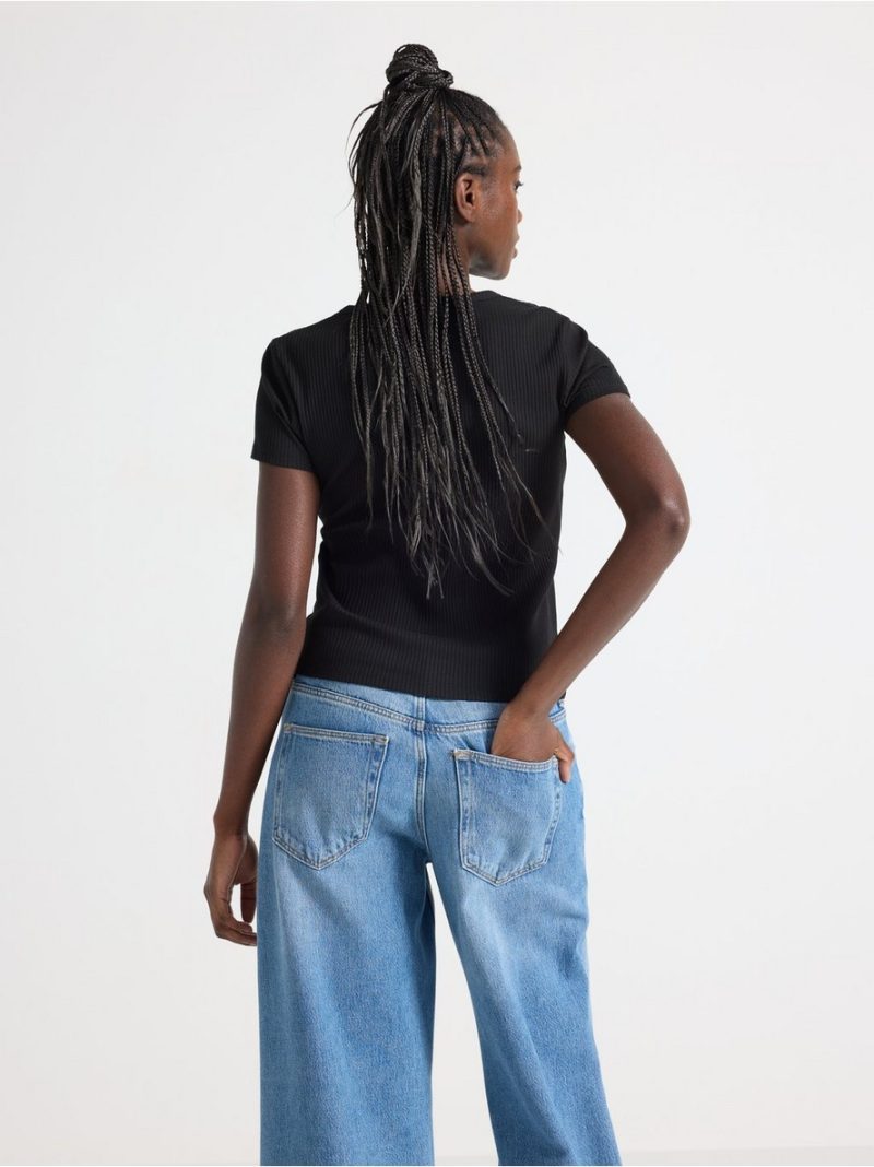 Ribbed short-sleeved top - 3004388-80