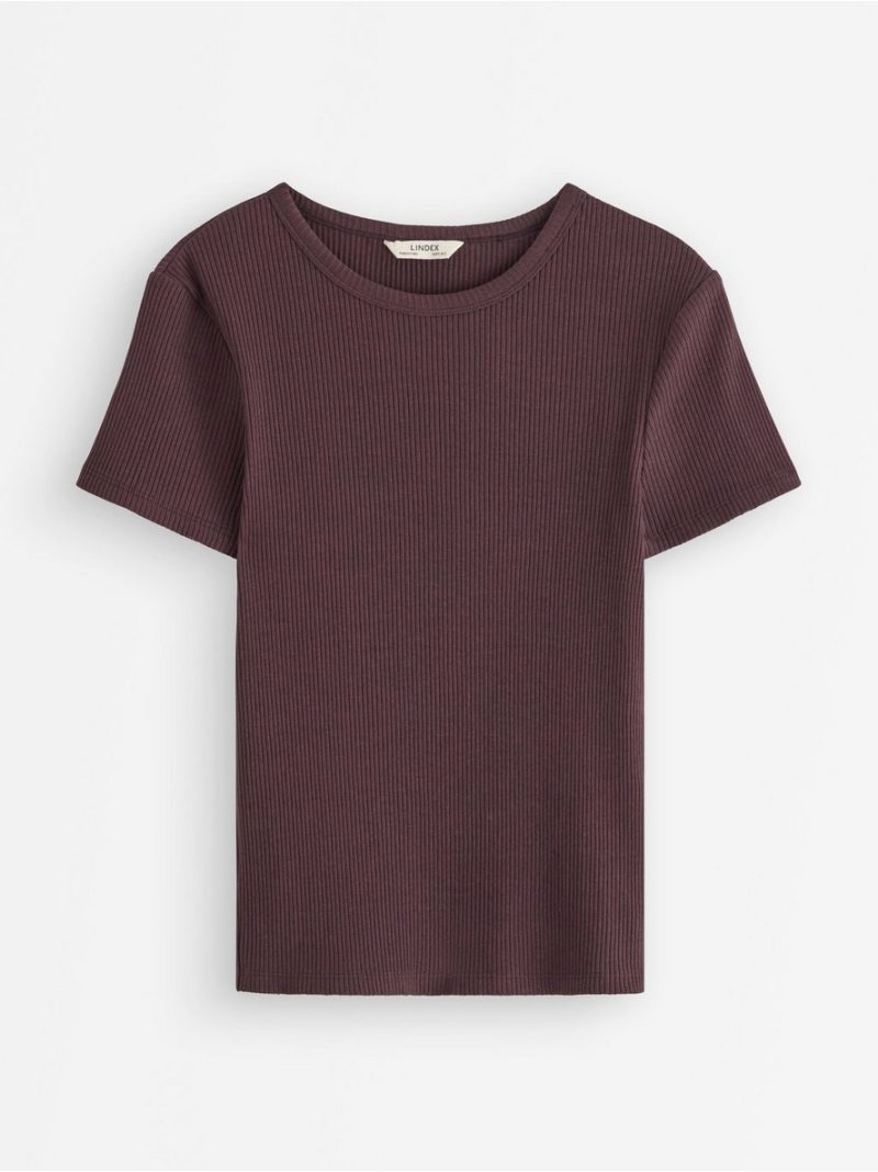 Ribbed short-sleeved top - 3004388-8704