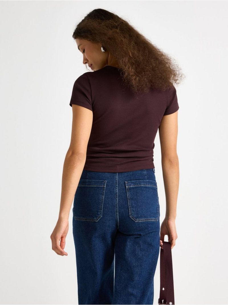 Ribbed short-sleeved top - 3004388-8704