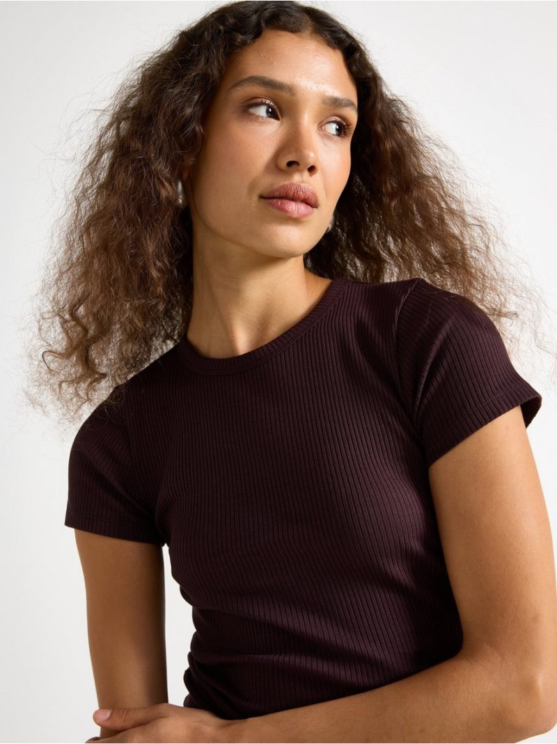 Ribbed short-sleeved top - 3004388-8704
