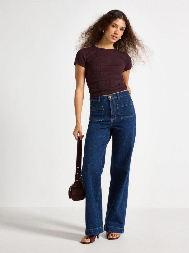 Ribbed short-sleeved top - 3004388-8704