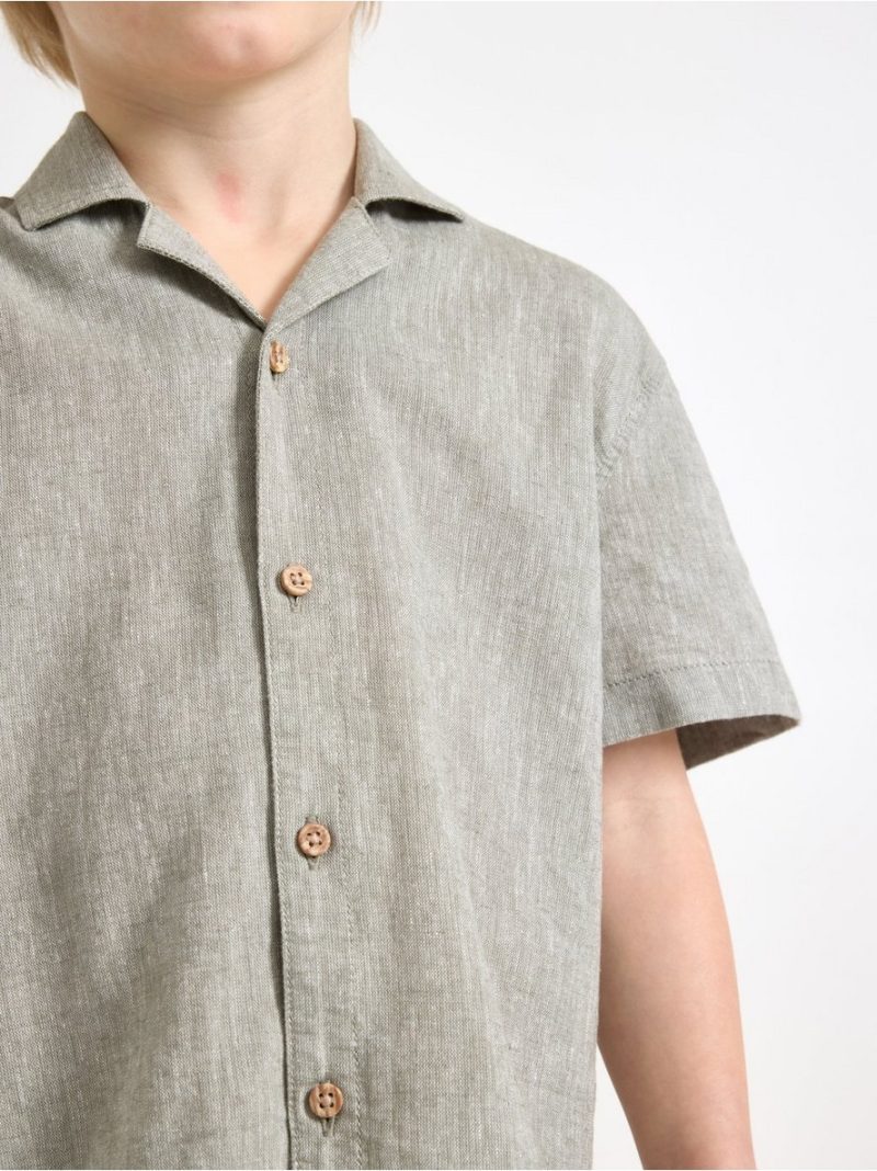 Short-sleeved shirt in linen blend - 3004567-2336