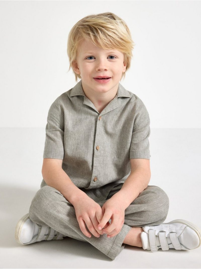 Short-sleeved shirt in linen blend - 3004567-2336