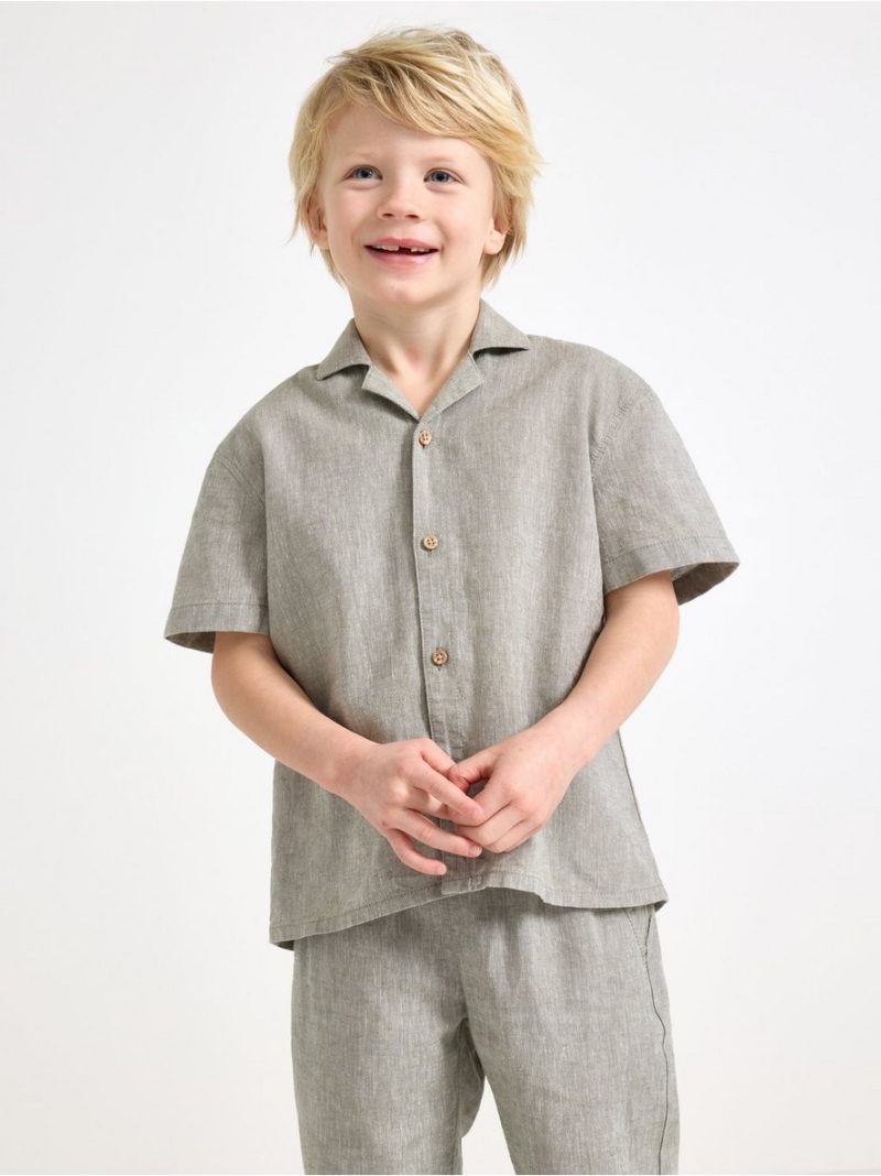 Short-sleeved shirt in linen blend - 3004567-2336