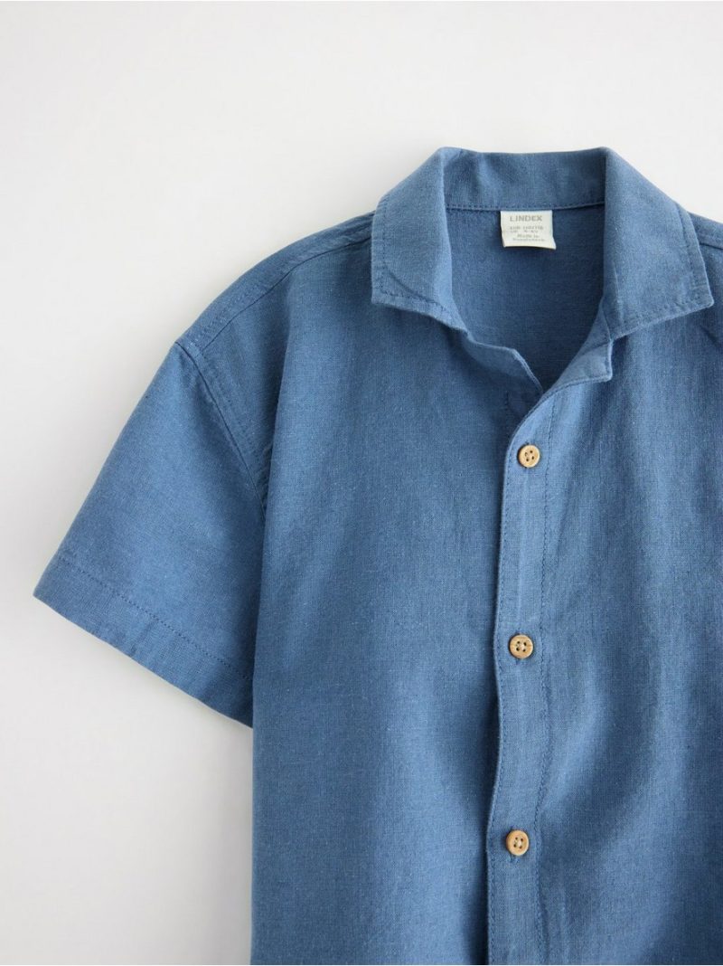 Short-sleeved shirt in linen blend - 3004567-9392