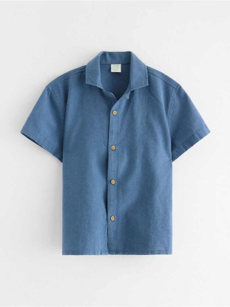 Short-sleeved shirt in linen blend - 3004567-9392