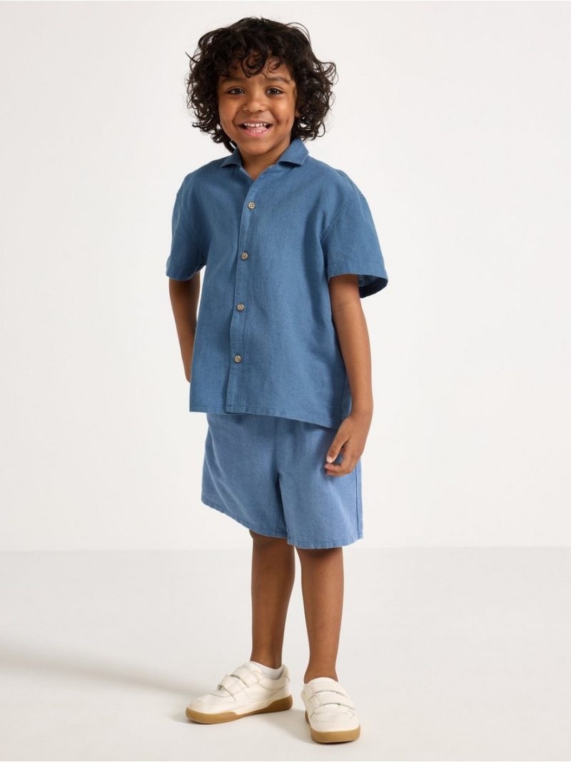 Short-sleeved shirt in linen blend - 3004567-9392